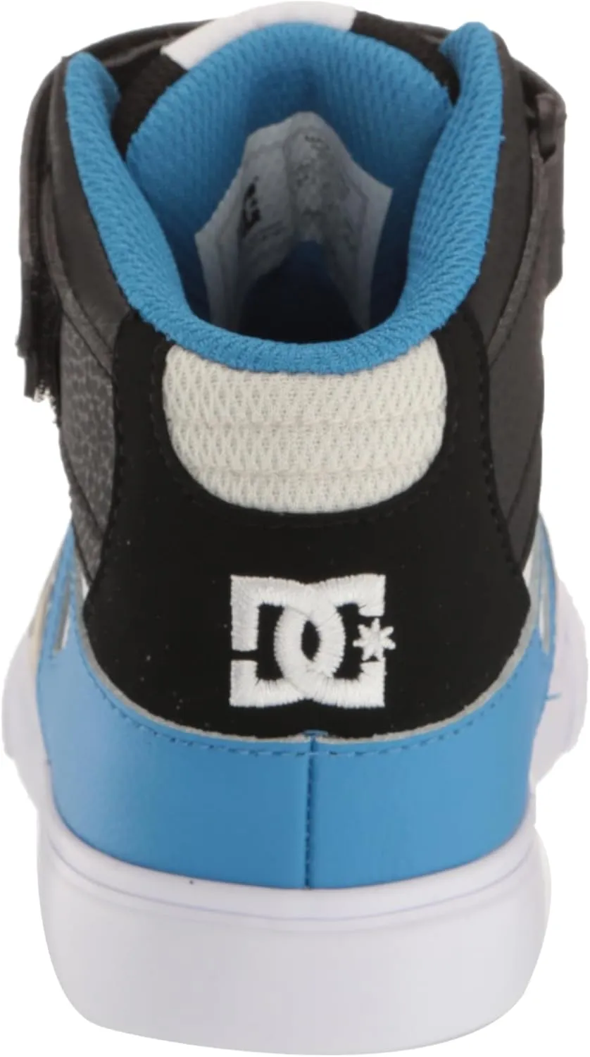 DC Boy's Pure High Top Ev Skate Shoes with Ankle Strap and Elastic Laces