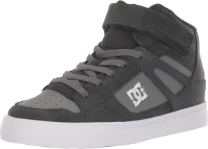 DC Boy's Pure High Top Ev Skate Shoes with Ankle Strap and Elastic Laces