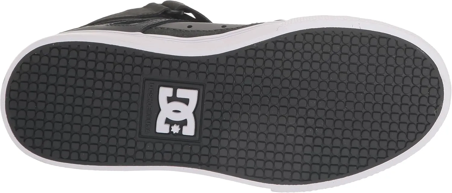 DC Boy's Pure High Top Ev Skate Shoes with Ankle Strap and Elastic Laces