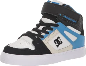 DC Boy's Pure High Top Ev Skate Shoes with Ankle Strap and Elastic Laces