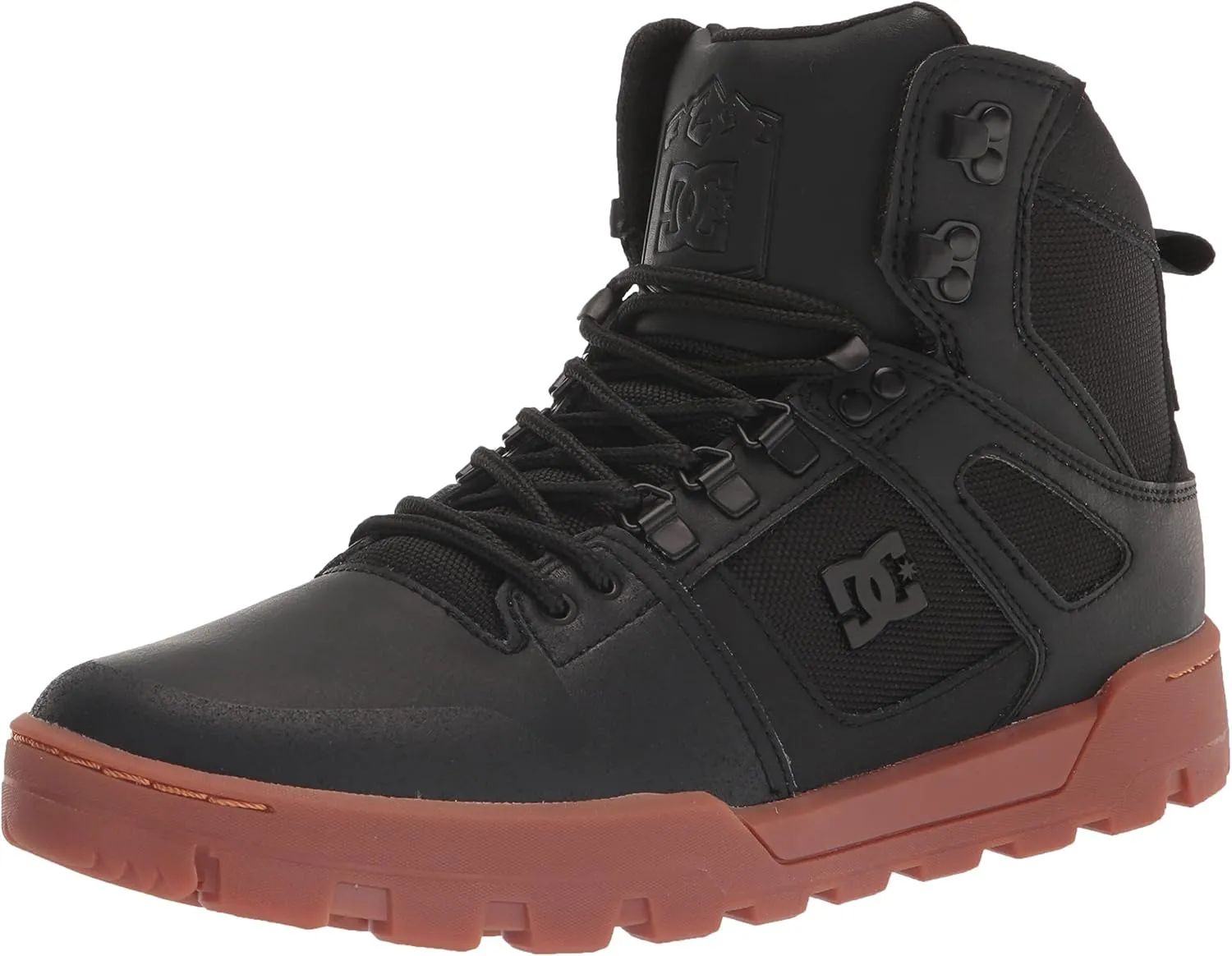 DC Men's Pure High-Top Water Resistant Boot Skate Shoe Snow, Black/Gum, 12