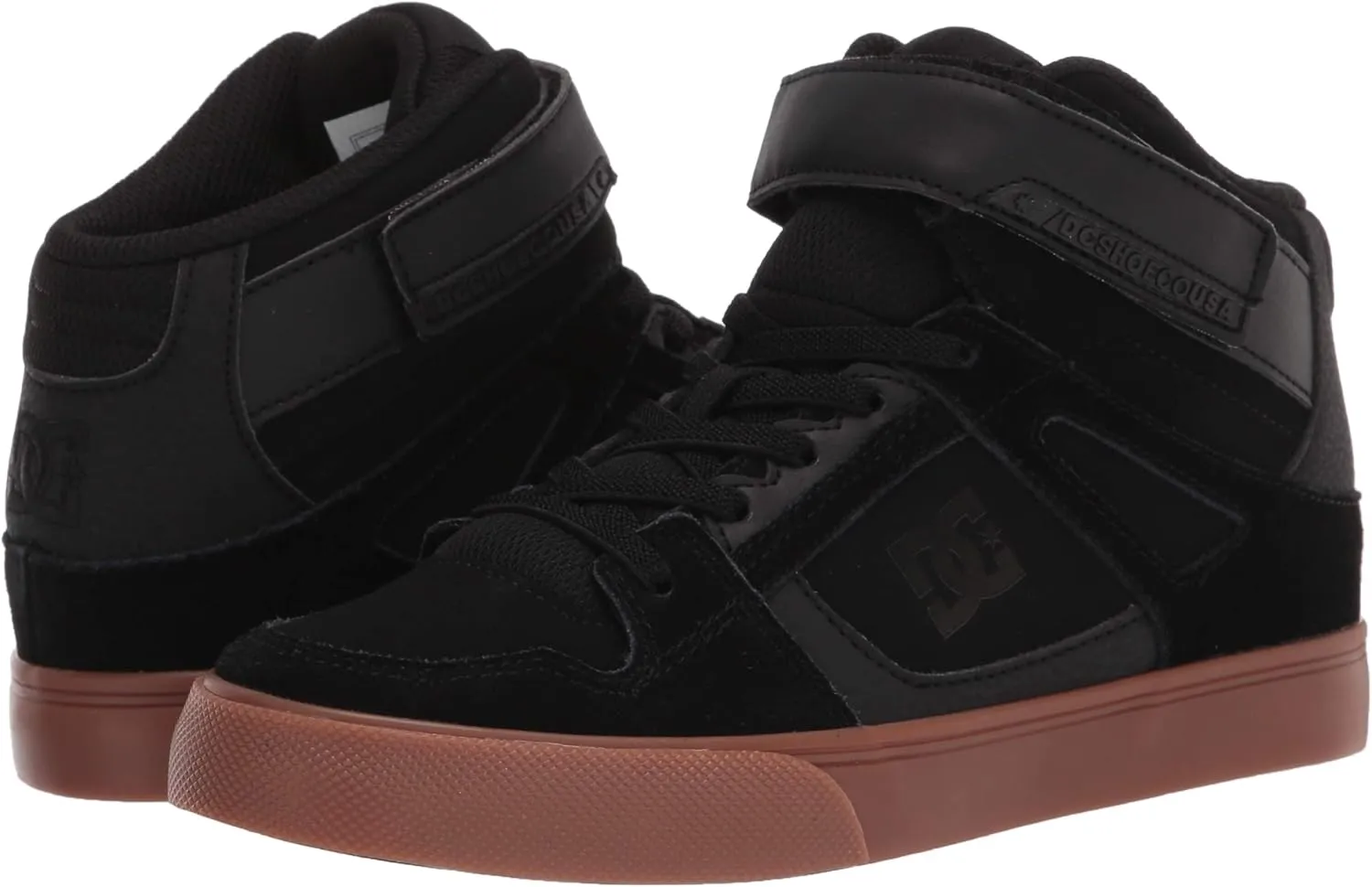 DC Unisex-Child Pure High Top Ev Skate Shoes with Ankle Strap and Elastic Laces