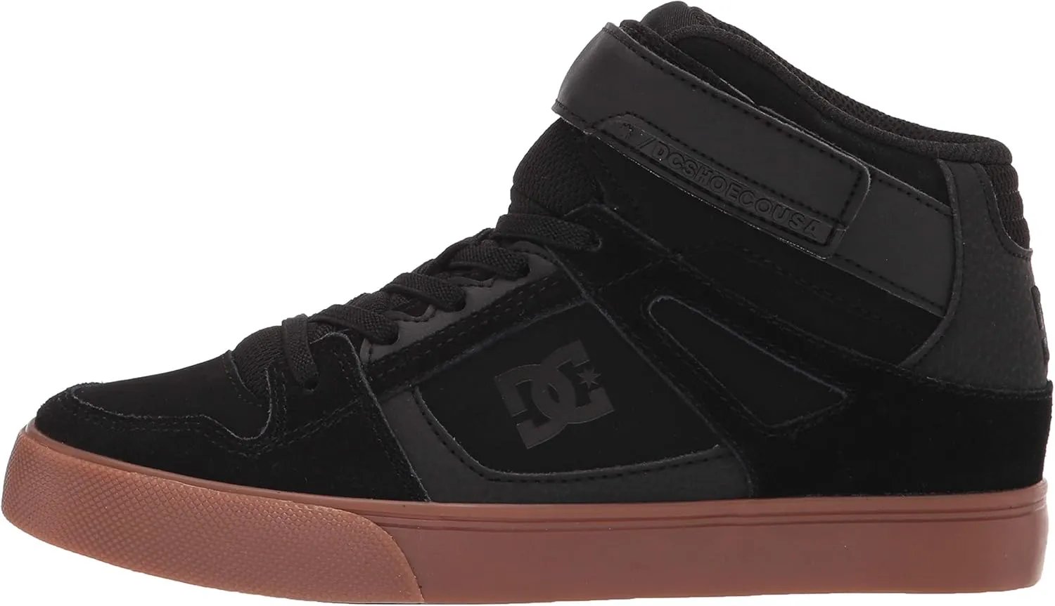 DC Unisex-Child Pure High Top Ev Skate Shoes with Ankle Strap and Elastic Laces
