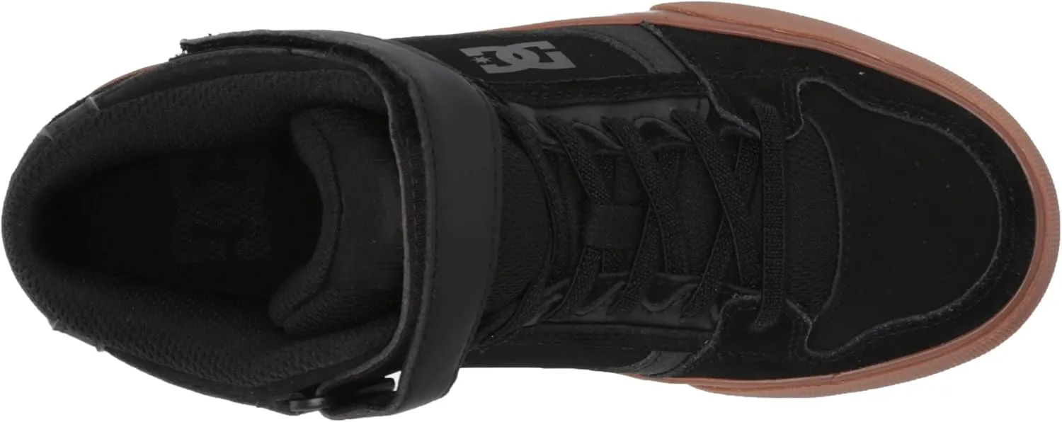DC Unisex-Child Pure High Top Ev Skate Shoes with Ankle Strap and Elastic Laces