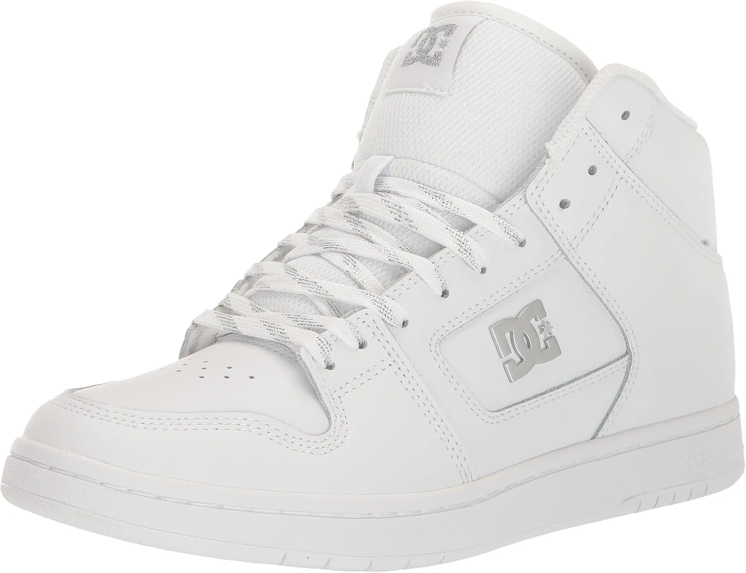 DC Women's Manteca 4 High Top Skate Shoe, White/Silver, 8