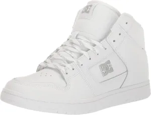 DC Women's Manteca 4 High Top Skate Shoe, White/Silver, 8