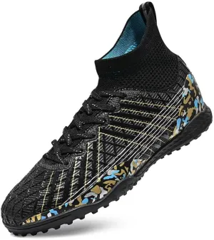 DHOVOR Boys Girls Soccer Cleats Youth High-Top Football Cleats Light-Weight Turf Indoor Soccer Shoes for Kids Outdoor/Indoor/Competition/Unisex