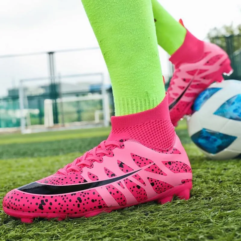 DHOVOR Womens Soccer Cleats Youth Football Cleats High-Top Athletics Football Trainers Outdoor and Indoor Soccer Shoes