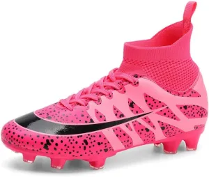 DHOVOR Womens Soccer Cleats Youth Football Cleats High-Top Athletics Football Trainers Outdoor and Indoor Soccer Shoes