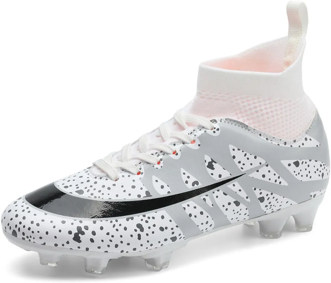 DHOVOR Womens Soccer Cleats Youth High-Top Football Cleats Anti-Slip Athletics Football Trainers Turf Indoor Soccer Shoes