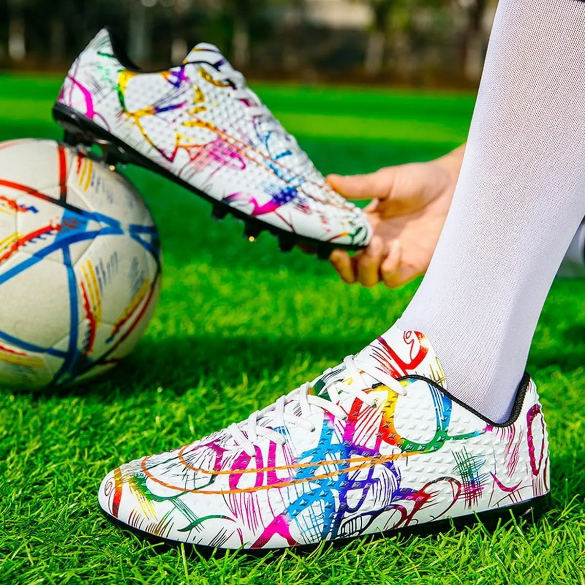 DHOVOR Womens Soccer Cleats Youth Lightweight Football Cleats Athletics Football Trainers Outdoor Soccer Shoes
