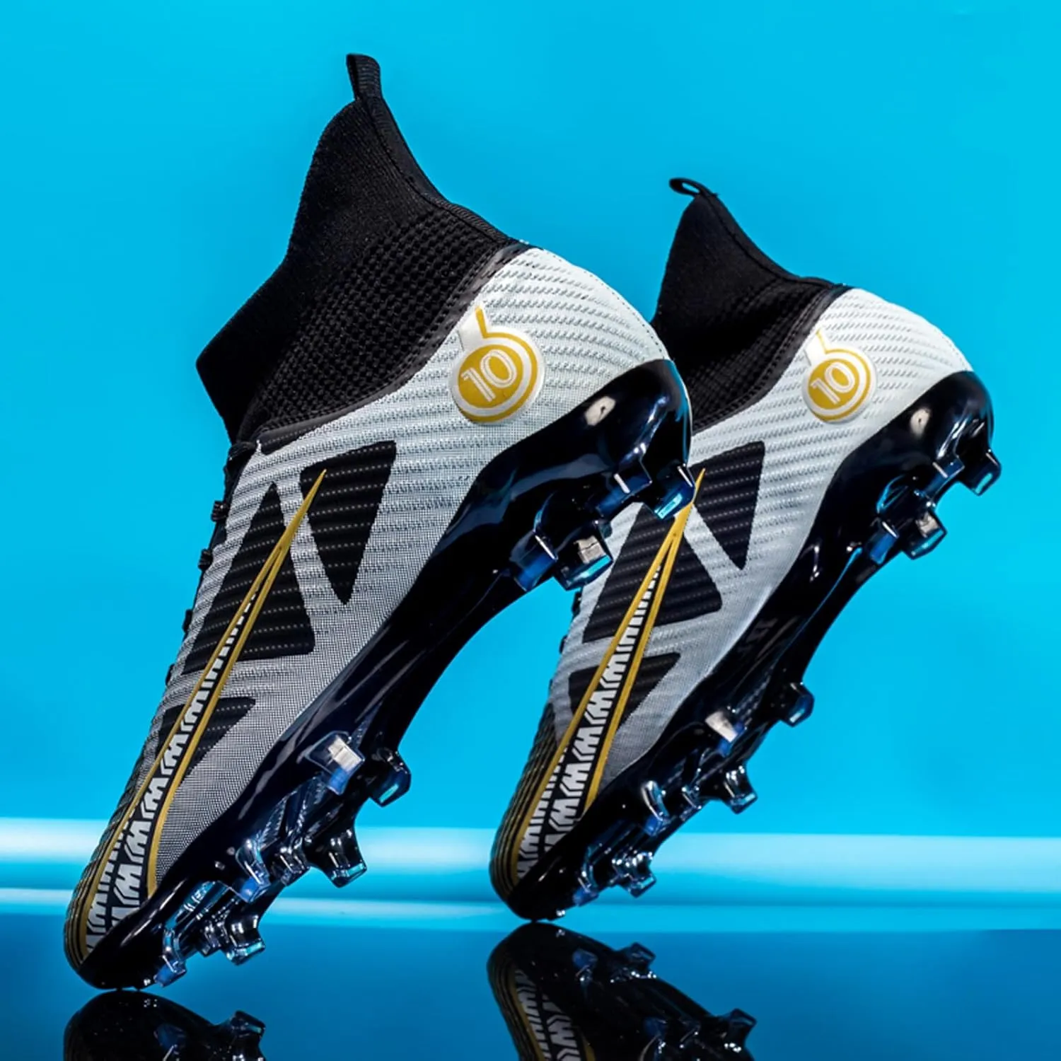 Eliogn Big Kids Soccer Shoes Mens Soccer Cleats Professional Training Turf High-top Football Shoes Outdoor Comfortable Training Football Shoes