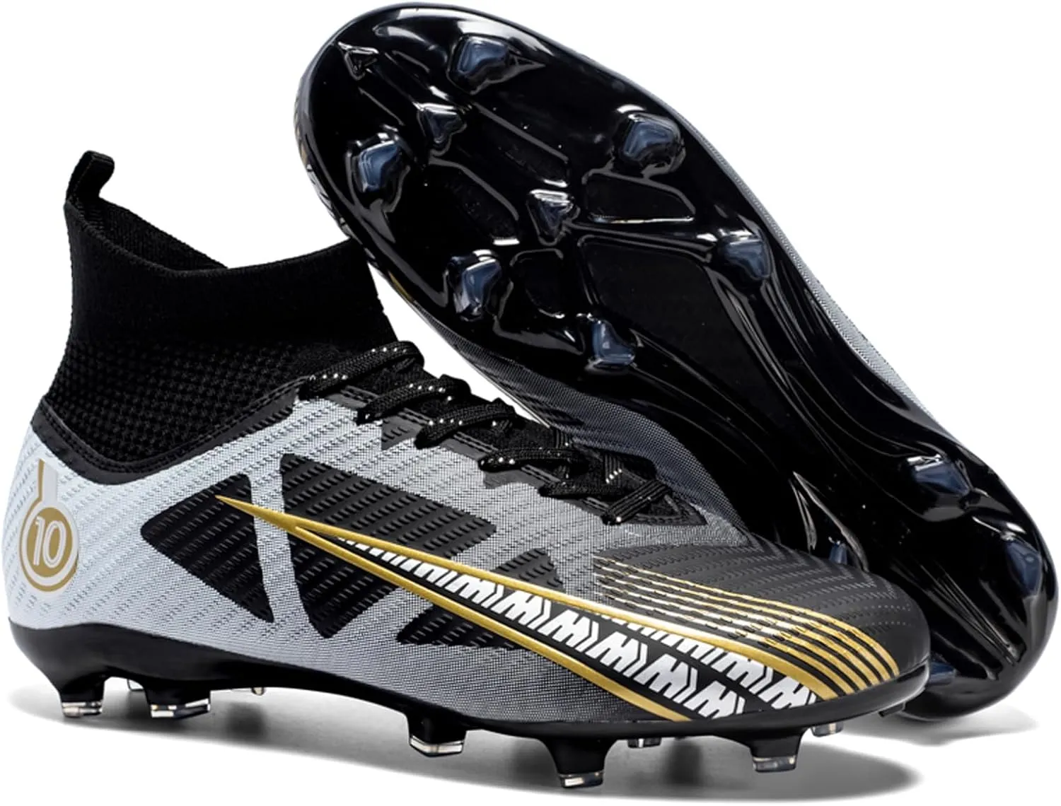 Eliogn Big Kids Soccer Shoes Mens Soccer Cleats Professional Training Turf High-top Football Shoes Outdoor Comfortable Training Football Shoes