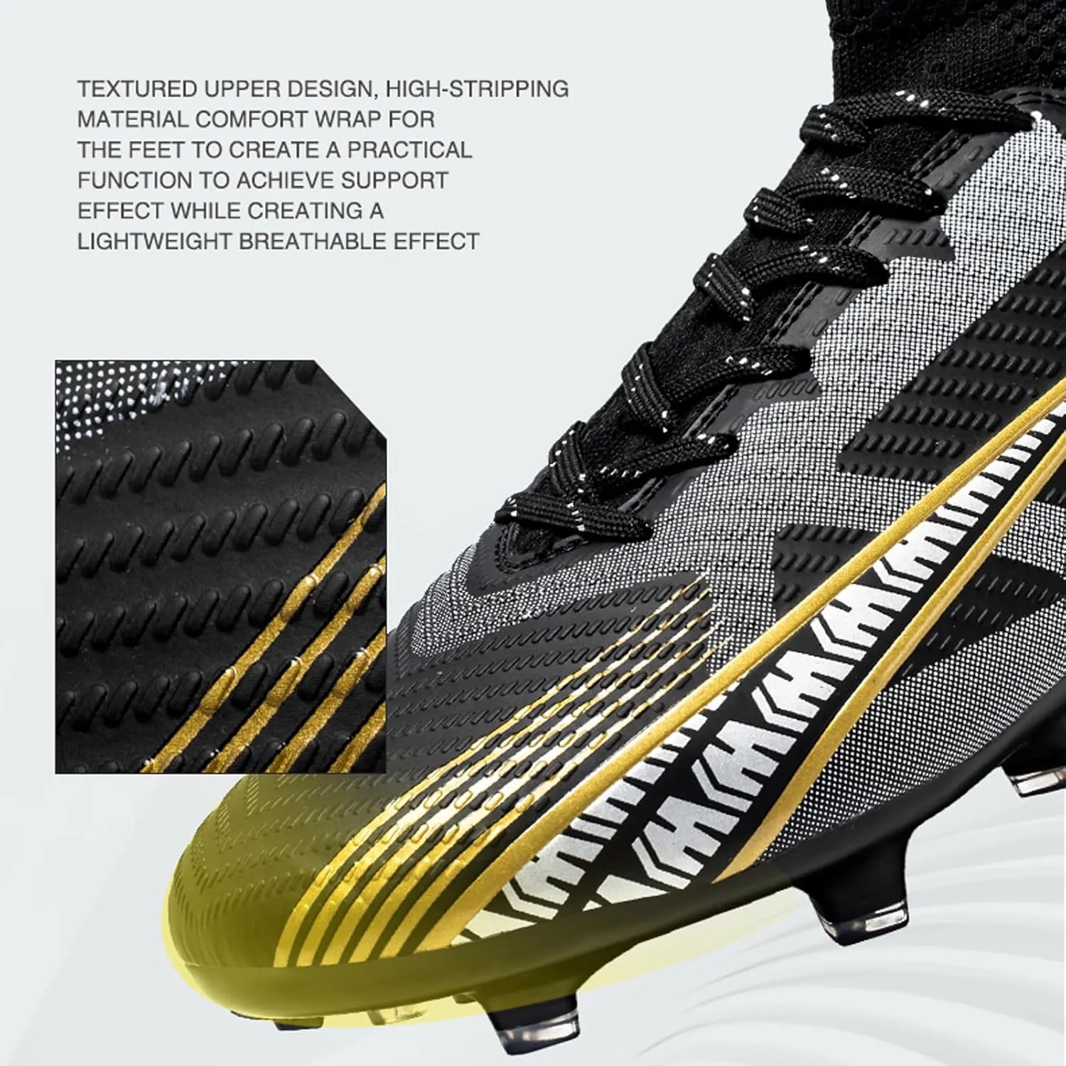 Eliogn Big Kids Soccer Shoes Mens Soccer Cleats Professional Training Turf High-top Football Shoes Outdoor Comfortable Training Football Shoes