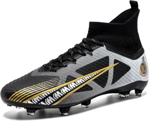 Eliogn Big Kids Soccer Shoes Mens Soccer Cleats Professional Training Turf High-top Football Shoes Outdoor Comfortable Training Football Shoes