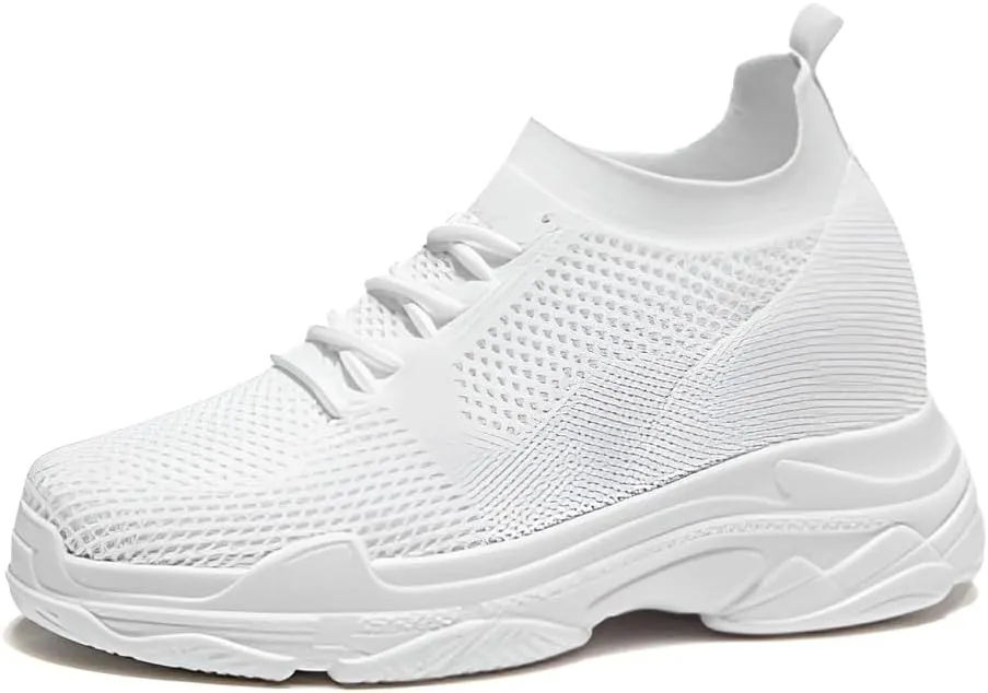 Ellniges]Fashion-Forward 7cm Height Increasing ers - Casual Mom Shoes in e, Comfortable for Sports & Casual Outings White
