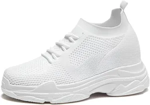 Ellniges]Fashion-Forward 7cm Height Increasing ers - Casual Mom Shoes in e, Comfortable for Sports & Casual Outings White