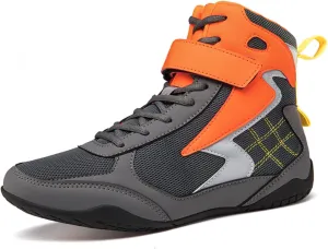 EMDPBD High Top Mens Boxing Shoes Non-Slip Breathable Wrestling Training Shoes, Professional Boxing Boots Adult Sparring Trainers Shoes for Bodybuilding Weightlifting MMA,Orange-7
