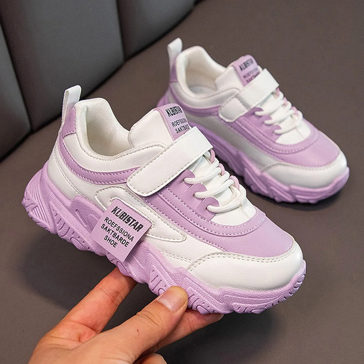 Fashion All Seasons Children Sports Shoes Girls Flat Sole Thick Sole Non Slip Light Lace Up Hook Soft Sole Baby