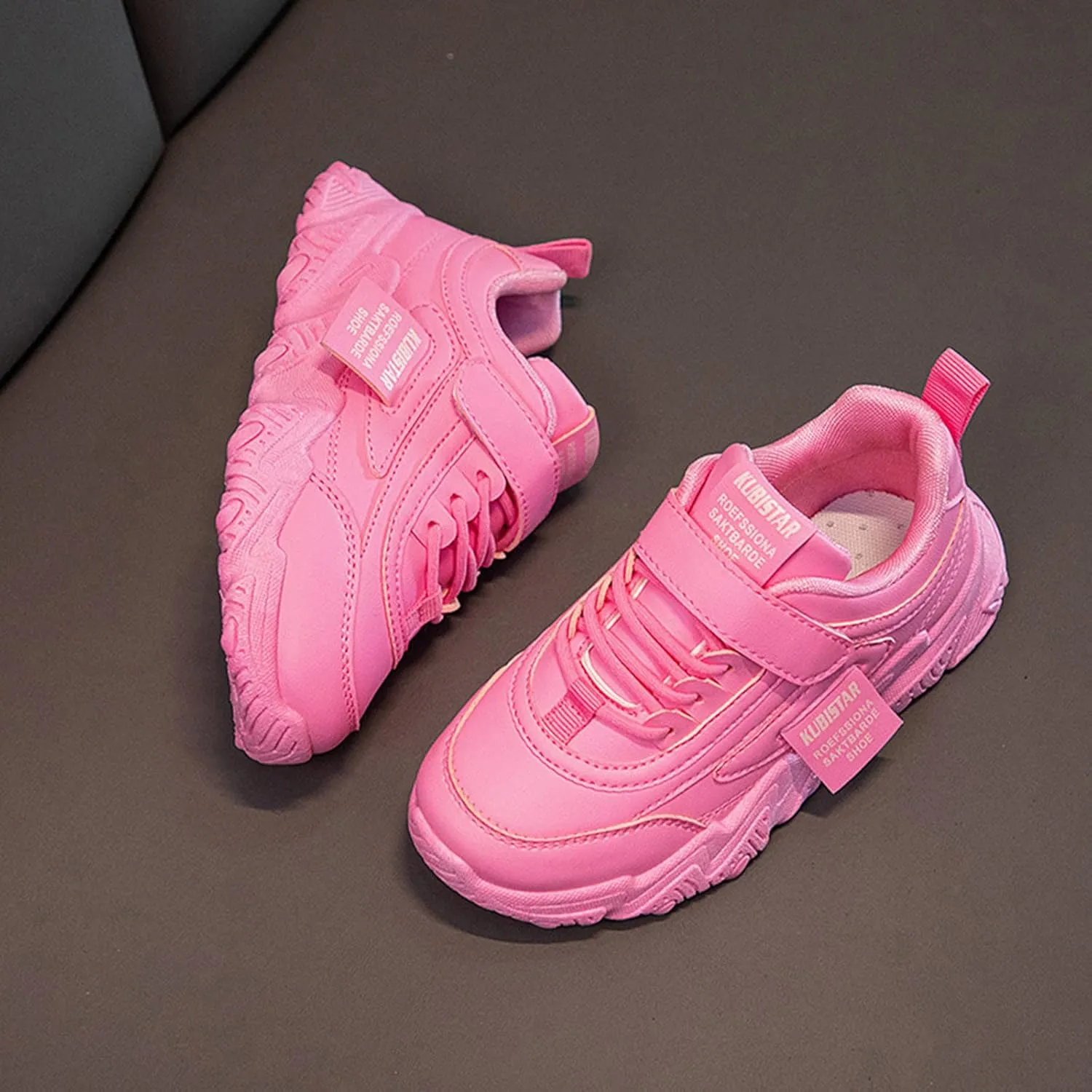Fashion All Seasons Children Sports Shoes Girls Flat Sole Thick Sole Non Slip Light Lace Up Hook Soft Sole Baby