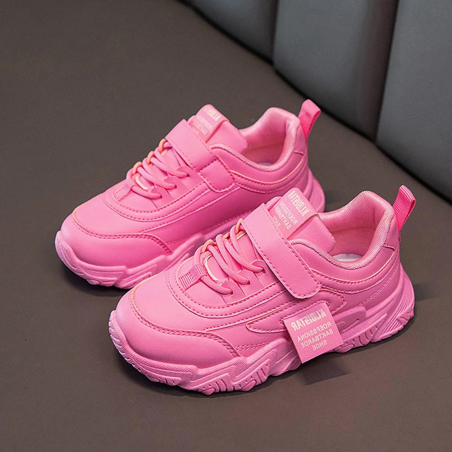 Fashion All Seasons Children Sports Shoes Girls Flat Sole Thick Sole Non Slip Light Lace Up Hook Soft Sole Baby