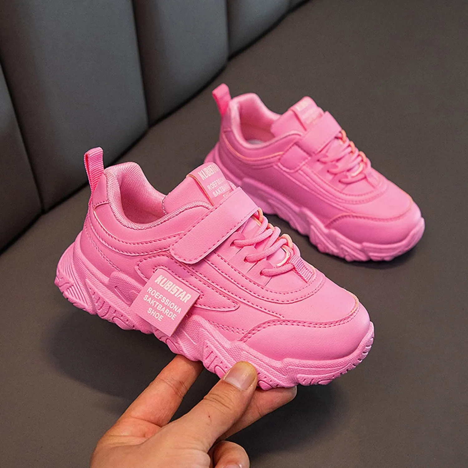Fashion All Seasons Children Sports Shoes Girls Flat Sole Thick Sole Non Slip Light Lace Up Hook Soft Sole Baby