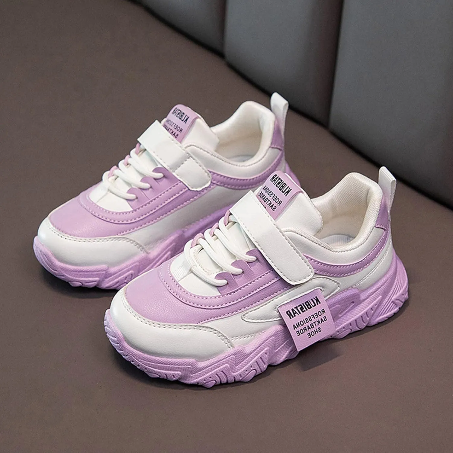 Fashion All Seasons Children Sports Shoes Girls Flat Sole Thick Sole Non Slip Light Lace Up Hook Soft Sole Baby