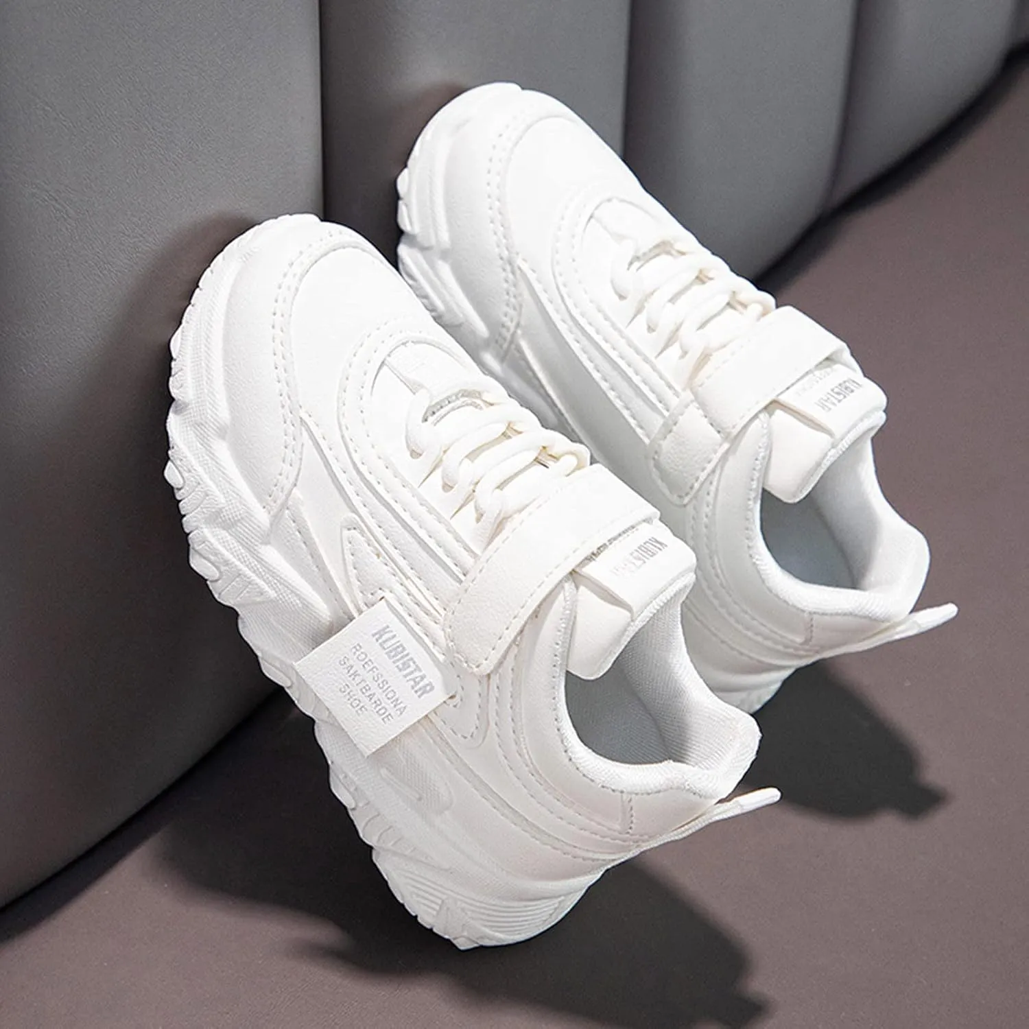 Fashion All Seasons Children Sports Shoes Girls Flat Sole Thick Sole Non Slip Light Lace Up Hook Soft Sole Baby