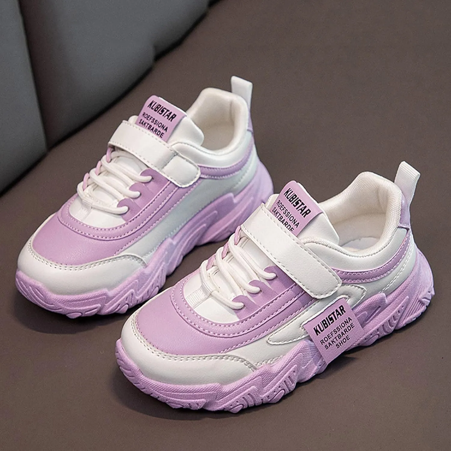 Fashion Boys Girls Tennis Shoes Flat Sole Running Lightweight Sports Sneakers Breathable Walking Lace-up Shoes