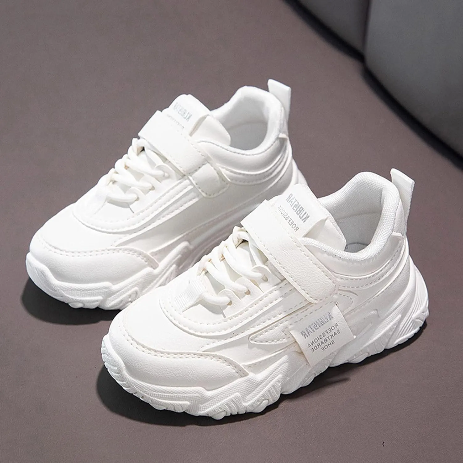 Fashion Boys Girls Tennis Shoes Flat Sole Running Lightweight Sports Sneakers Breathable Walking Lace-up Shoes