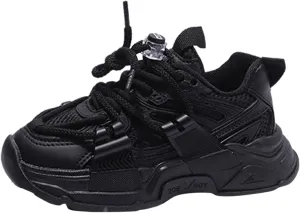 Fashion Spring Summer Children Sports Boys Run Shoes Flat Light Mesh Breathable Comfortable Solid Shoes for Girls Age 10 (Black, 4-4.5 Years Toddler)