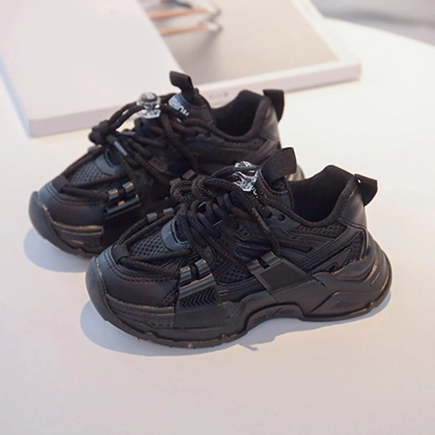 Fashion Spring Summer Children Sports Boys Run Shoes Flat Light Mesh Breathable Comfortable Solid Shoes for Girls Age 10 (Black, 4-4.5 Years Toddler)