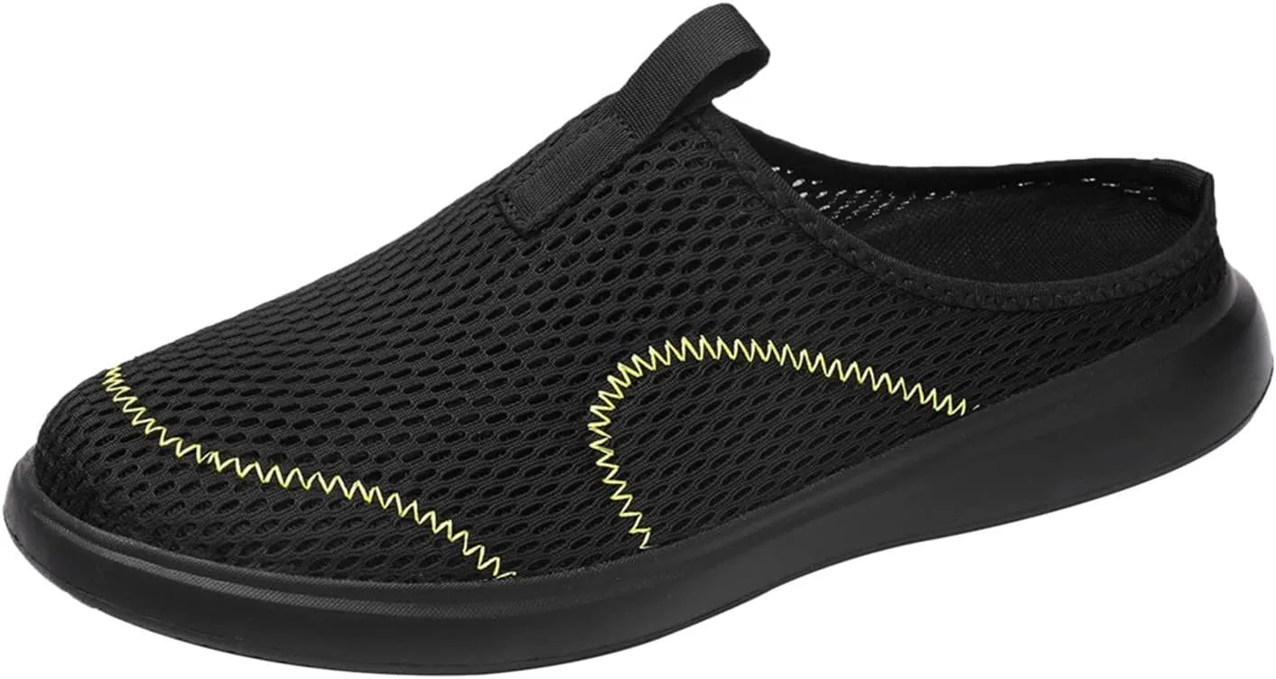 Fashion Summer Men Breathable Mesh Flat Elastic Casual Shoes Mens Sneaker Socks Sneaker (Black, 11)