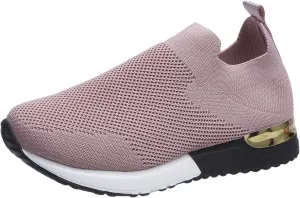 Fashion Summer Women Flat Lightweight Mesh Breathable Elastic Wide Running Shoes