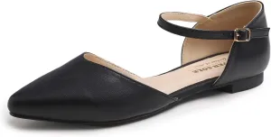 FEVERSOLE Pointed Toe Casual Slingback Flat Mules Women's Fashion Buckle Strap Slide Summer Slippers
