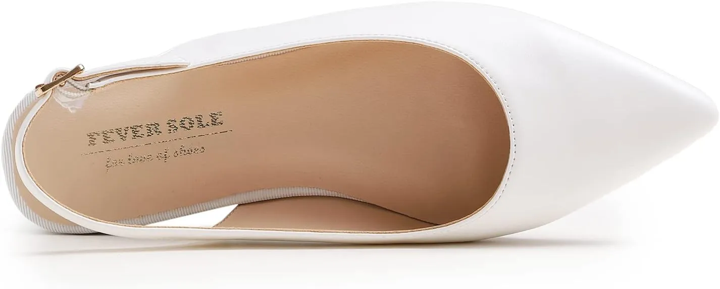 FEVERSOLE Pointed Toe Casual Slingback Flat Mules Women's Fashion Buckle Strap Slide Summer Slippers