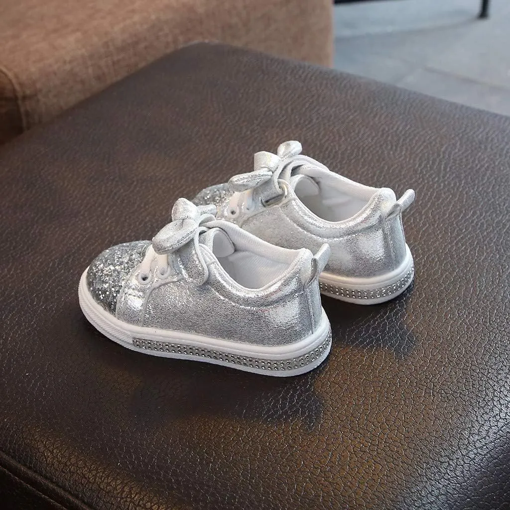 Floral Sneaker Baby Run Baby Girls Sequins Bling Children Boys Sport Crystal Bowknot Shoes Baby Shoes Toddler Shoes Girl Wide