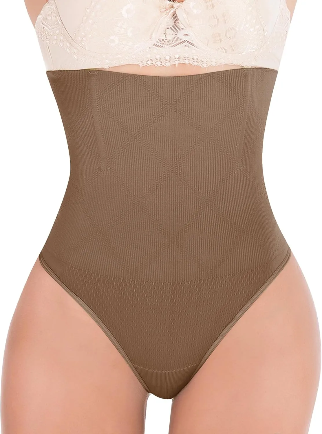 FLORATA Butt Lifting Shapewear Tummy Control High Waist Trainer Body Shaper for Women Brown