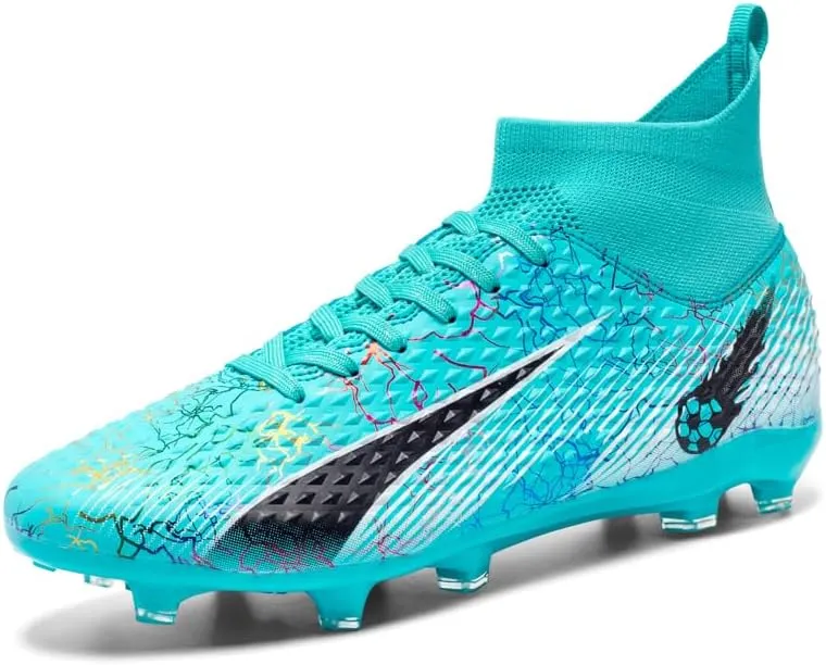 Football Cleats Men Women, Non-Slip High Top Soccer Shoes Lightweight Shock Resistant Training Boots Sneaker Breathable Professional Turf Shoes Sport Athletic Ground Football Boots Soccer Cleats