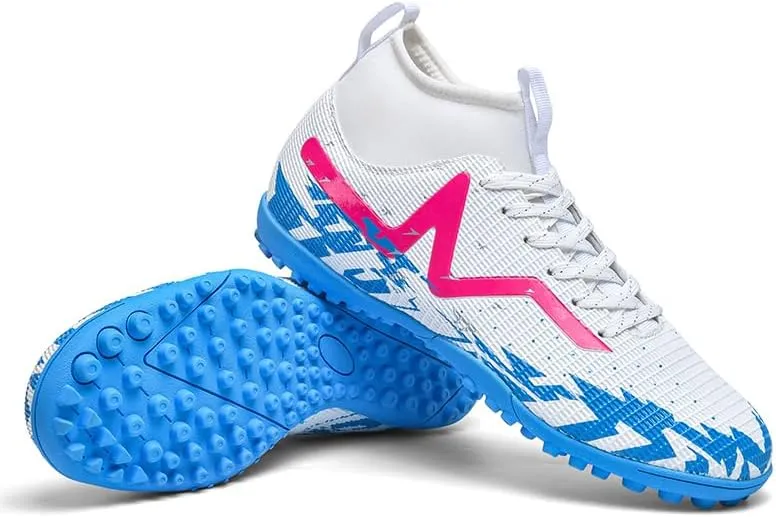 Football Cleats Men Women, Non-Slip High Top Soccer Shoes Lightweight Shock Resistant Training Boots Sneaker Breathable Professional Turf Shoes Sport Athletic Ground Football Boots Soccer Cleats