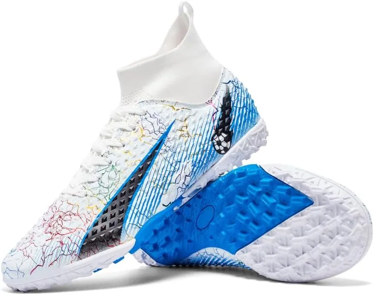 Football Cleats Men Women, Non-Slip High Top Soccer Shoes Lightweight Shock Resistant Training Boots Sneaker Breathable Professional Turf Shoes Sport Athletic Ground Football Boots Soccer Cleats