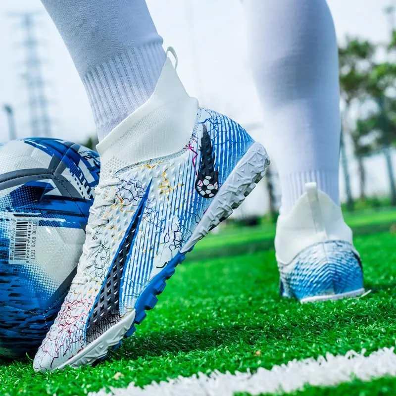 Football Cleats Men Women, Non-Slip High Top Soccer Shoes Lightweight Shock Resistant Training Boots Sneaker Breathable Professional Turf Shoes Sport Athletic Ground Football Boots Soccer Cleats
