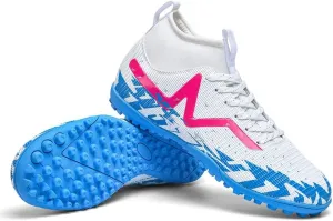 Football Cleats Men Women, Non-Slip High Top Soccer Shoes Lightweight Shock Resistant Training Boots Sneaker Breathable Professional Turf Shoes Sport Athletic Ground Football Boots Soccer Cleats