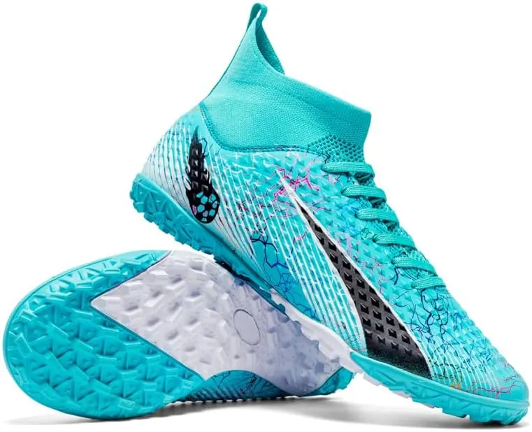 Football Cleats Men Women, Non-Slip High Top Soccer Shoes Lightweight Shock Resistant Training Boots Sneaker Breathable Professional Turf Shoes Sport Athletic Ground Football Boots Soccer Cleats