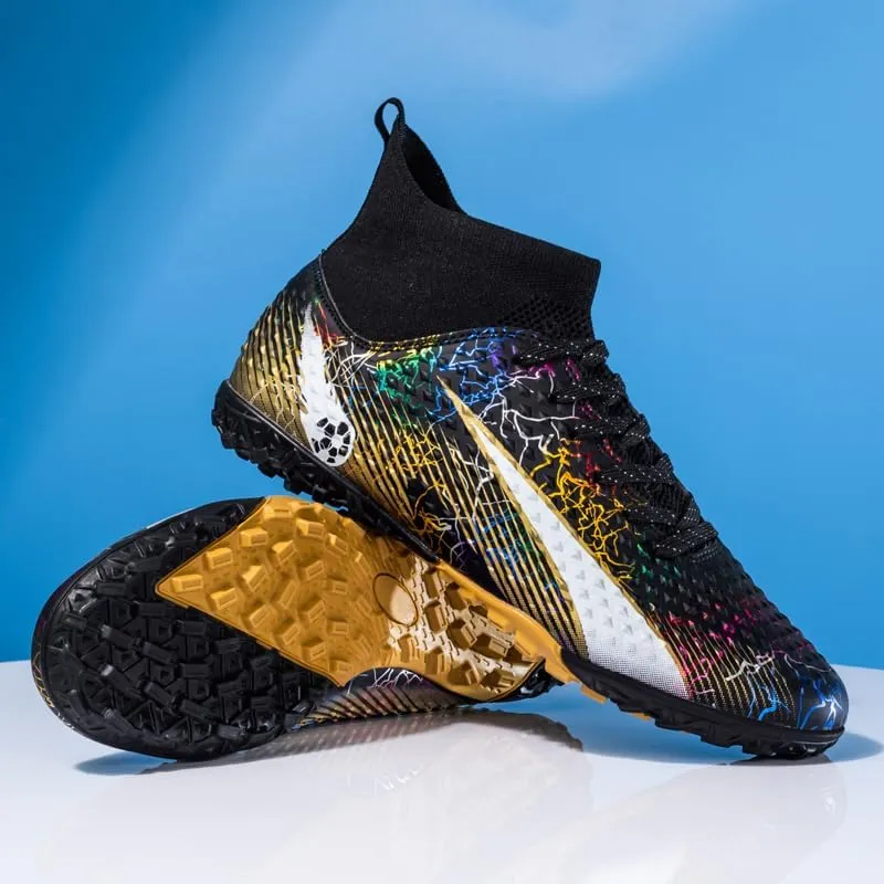 Football Cleats Men Women, Non-Slip High Top Soccer Shoes Lightweight Shock Resistant Training Boots Sneaker Breathable Professional Turf Shoes Sport Athletic Ground Football Boots Soccer Cleats