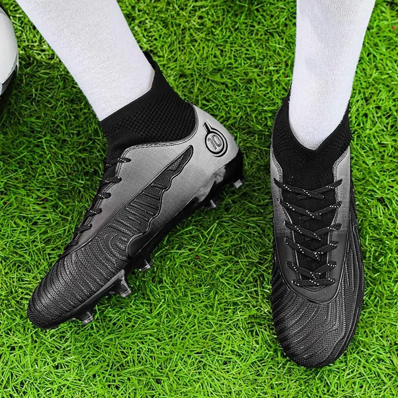 Football Cleats Men Women, Non-Slip High Top Soccer Shoes Lightweight Shock Resistant Training Boots Sneaker Breathable Professional Turf Shoes Sport Athletic Ground Football Boots Soccer Cleats