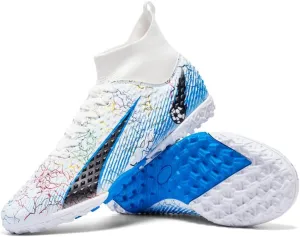 Football Cleats Men Women, Non-Slip High Top Soccer Shoes Lightweight Shock Resistant Training Boots Sneaker Breathable Professional Turf Shoes Sport Athletic Ground Football Boots Soccer Cleats