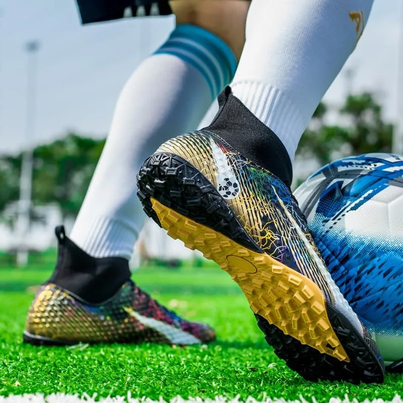 Football Cleats Men Women, Non-Slip High Top Soccer Shoes Lightweight Shock Resistant Training Boots Sneaker Breathable Professional Turf Shoes Sport Athletic Ground Football Boots Soccer Cleats