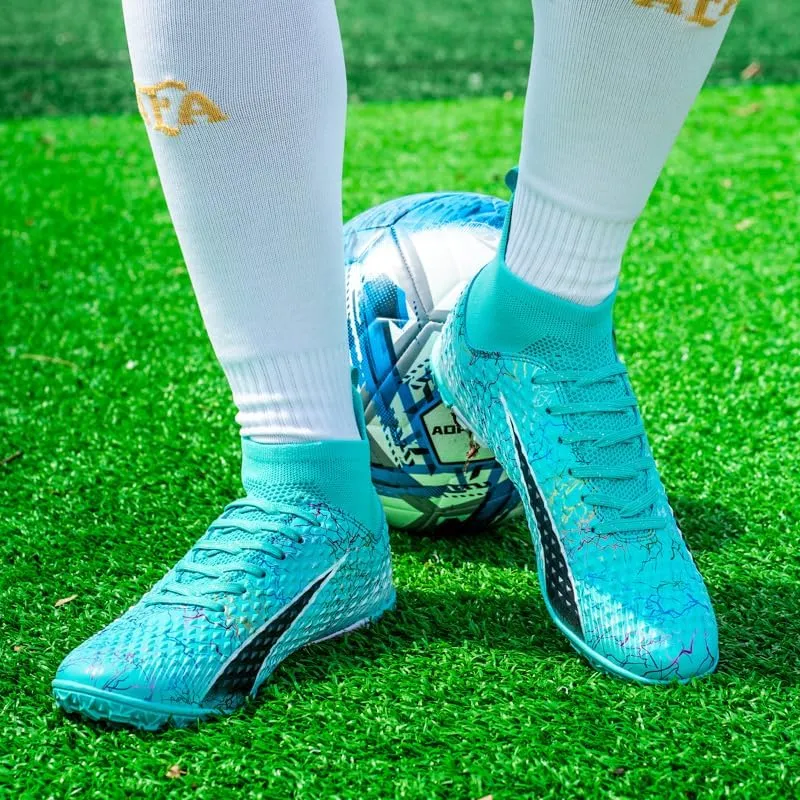 Football Cleats Men Women, Non-Slip High Top Soccer Shoes Lightweight Shock Resistant Training Boots Sneaker Breathable Professional Turf Shoes Sport Athletic Ground Football Boots Soccer Cleats