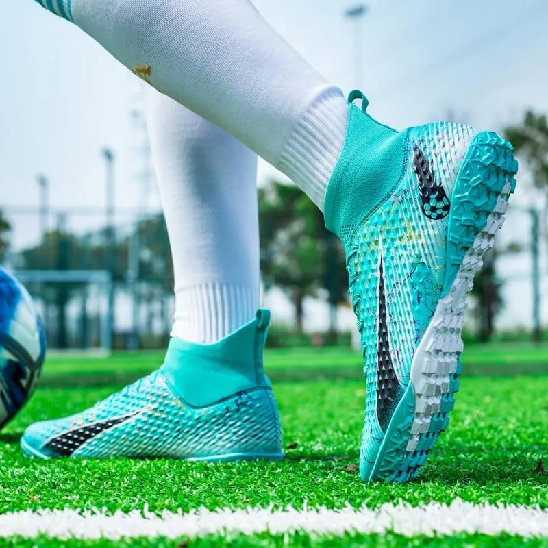 Football Cleats Men Women, Non-Slip High Top Soccer Shoes Lightweight Shock Resistant Training Boots Sneaker Breathable Professional Turf Shoes Sport Athletic Ground Football Boots Soccer Cleats